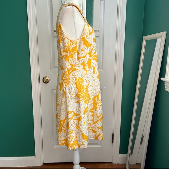 J.McLaughlin Yellow Floral Halter Linen Dress Size 6 - Picture 4 of 10